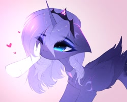 Size: 2048x1637 | Tagged: safe, artist:magnaluna, imported from derpibooru, princess luna, alicorn, pony, crown, cute, floppy ears, jewelry, looking at you, lunabetes, one eye closed, petting, regalia, solo focus