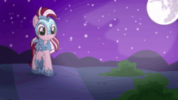 Size: 600x338 | Tagged: safe, artist:sapphireblue, imported from derpibooru, oc, oc only, oc:dusty ember, pegasus, pony, animated, armor, commission, female, gif, guardsmare, mare, mare in the moon, moon, royal guard, smiling, ych result