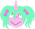 Size: 128x104 | Tagged: safe, imported from derpibooru, oc, oc:magicalmysticva, oc:mystic moonlight, unicorn, bow, crazy eyes, crazy face, emoji, emotes, faic, pigtails, pink coat, teal mane, twintails