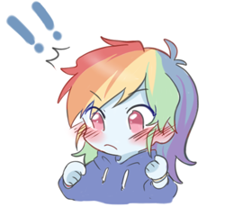Size: 469x450 | Tagged: safe, artist:yuan-rino, imported from derpibooru, rainbow dash, equestria girls, blushing, cute, dashabetes, exclamation point, female, speech bubble