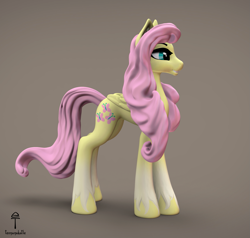 Size: 1515x1440 | Tagged: safe, artist:teonanakatle, imported from derpibooru, fluttershy, pony, 3d, cute, shyabetes, skinny, slender, solo, tall