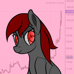 Size: 2000x2000 | Tagged: safe, artist:ahorseofcourse, oc, oc only, pony, robot, robot pony, gamestop, looking at you, smiling, solo, stock market