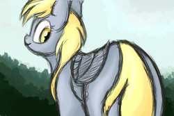 Size: 2400x1600 | Tagged: safe, artist:ahorseofcourse, ponerpics exclusive, derpy hooves, pegasus, pony, bubble butt, butt, cute, female, looking back, mare, solo, wings