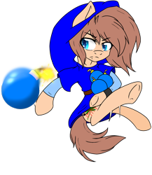 Size: 1300x1500 | Tagged: safe, alternate version, artist:juliet-gwolf18, imported from derpibooru, oc, oc only, earth pony, pony, background removed, bomb, clothes, cosplay, costume, earth pony oc, hat, link, simple background, solo, the legend of zelda, transparent background, underhoof, weapon