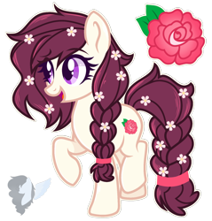 Size: 1440x1505 | Tagged: safe, artist:skyfallfrost, imported from derpibooru, oc, oc only, oc:snowfire rose, earth pony, pony, female, flower, flower in hair, mare, simple background, solo, transparent background