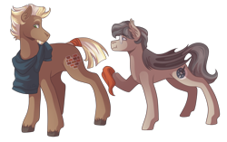 Size: 3500x2200 | Tagged: safe, artist:kikirdcz, imported from derpibooru, oc, oc only, oc:stoutheart, oc:waxing lyrical, bat pony, earth pony, pony, bat oony, glasses, male, simple background, stallion, transparent background