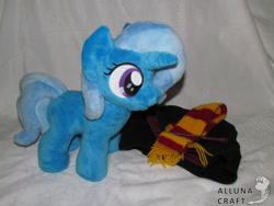 Size: 1024x768 | Tagged: safe, artist:allunacraft, imported from derpibooru, trixie, pony, clothes, harry potter, harry potter (series), irl, photo, plushie, scarf, solo, wand