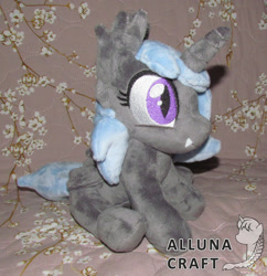 Size: 1024x1060 | Tagged: safe, artist:allunacraft, imported from derpibooru, oc, oc only, alicorn, bat pony, bat pony alicorn, pony, bat wings, female, filly, horn, irl, photo, plushie, solo, wings