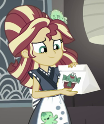 Size: 499x594 | Tagged: safe, edit, edited screencap, editor:applejackfan204, imported from derpibooru, screencap, sunset shimmer, eqg summertime shorts, equestria girls, good vibes, cropped, solo, sunset sushi