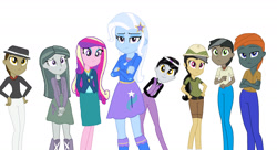 Size: 1280x696 | Tagged: safe, artist:diana173076, imported from derpibooru, biff, daring do, discord, doctor caballeron, marble pie, princess cadance, trixie, withers, equestria girls, henchmen, rogue (g4), rule 63