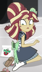 Size: 399x675 | Tagged: safe, edit, edited screencap, editor:applejackfan204, imported from derpibooru, screencap, sunset shimmer, eqg summertime shorts, equestria girls, good vibes, clothes, cropped, socks, solo, stocking feet, sunset sushi