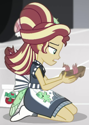 Size: 425x596 | Tagged: safe, edit, edited screencap, editor:applejackfan204, imported from derpibooru, screencap, sunset shimmer, eqg summertime shorts, equestria girls, good vibes, clothes, cropped, socks, solo, stocking feet, sunset sushi