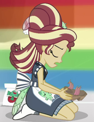 Size: 460x592 | Tagged: safe, edit, edited screencap, editor:applejackfan204, imported from derpibooru, screencap, sunset shimmer, eqg summertime shorts, equestria girls, good vibes, clothes, cropped, socks, solo, stocking feet, sunset sushi