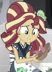 Size: 496x689 | Tagged: safe, edit, edited screencap, editor:applejackfan204, imported from derpibooru, screencap, sunset shimmer, eqg summertime shorts, equestria girls, good vibes, cropped, solo, sunset sushi