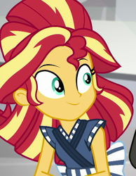 Size: 558x720 | Tagged: safe, edit, edited screencap, editor:applejackfan204, imported from derpibooru, screencap, sunset shimmer, eqg summertime shorts, equestria girls, good vibes, cropped, solo focus, sunset sushi