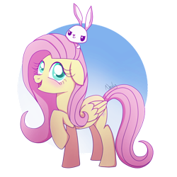 Size: 1024x1024 | Tagged: safe, artist:nnaly, imported from derpibooru, angel bunny, fluttershy, pegasus, pony, rabbit, angelbetes, animal, blushing, cute, duo, female, male, mare, shyabetes, simple background, transparent background