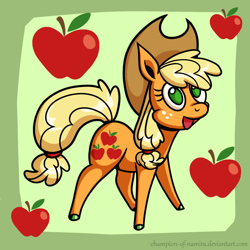 Size: 1200x1200 | Tagged: safe, artist:champion-of-namira, imported from derpibooru, applejack, earth pony, pony, apple, food, solo