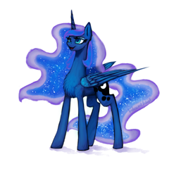 Size: 1000x1041 | Tagged: safe, artist:iridescentadopt, imported from derpibooru, princess luna, alicorn, pony, chest fluff, cutie mark, female, horn, open mouth, simple background, smiling, solo, white background, wings