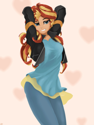 Size: 1536x2048 | Tagged: safe, artist:qzygugu, edit, imported from derpibooru, sunset shimmer, equestria girls, arm behind head, female, holiday, sexy, valentine's day
