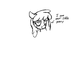 Size: 800x600 | Tagged: safe, artist:hereformares, berry punch, berryshine, earth pony, pony, crying, dialogue, female, hand, looking at you, mare, monochrome, sad, simple background, sketch, tired