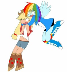 Size: 482x520 | Tagged: artist needed, source needed, safe, imported from derpibooru, applejack, rainbow dash, equestria girls, appledash, female, lesbian, shipping