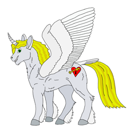 Size: 2152x2178 | Tagged: safe, artist:stargliderx, imported from derpibooru, oc, alicorn, fanfic:expedition to cloudbreak islands, alicorn oc, bird tail, curved horn, horn, male, romance, smiling, spread wings, stallion, unshorn fetlocks, wings