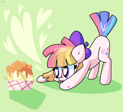 Size: 2554x2316 | Tagged: safe, artist:spritecranbirdie, imported from derpibooru, toola roola, earth pony, pony, :p, chips, cutie mark, female, food, hat, heart, heart eyes, heart hoof, hoof heart, nacho cheese, nachos, solo, tongue out, wingding eyes