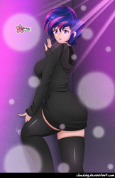 Size: 1141x1761 | Tagged: safe, alternate version, artist:clouddg, imported from derpibooru, twilight sparkle, human, alternate hairstyle, breasts, busty twilight sparkle, butt, clothes, female, human coloration, humanized, multiple variants, open mouth, punklight sparkle, socks, solo, stockings, thigh highs, twibutt