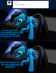 Size: 3840x4970 | Tagged: safe, artist:agkandphotomaker2000, imported from derpibooru, oc, oc only, oc:pony video maker, pegasus, pony, tumblr:pony video maker's blog, 2 panel comic, 3d, ask, aware, butt, comic, dialogue, downward dog, face down ass up, looking at you, looking back, looking back at you, male, open mouth, pegasus booty, plot, pose, sfm pony, solo, source filmmaker, spotlight, tumblr