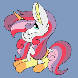 Size: 1378x1378 | Tagged: safe, artist:circuspaparazzi5678, imported from derpibooru, apple bloom, scootaloo, sweetie belle, alicorn, pony, applescoot belle, cutie mark crusaders, freckles, fusion, solo, sweetiloo bloom, the ultimate cutie mark crusader