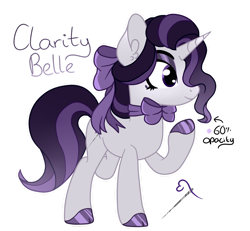 Size: 1280x1185 | Tagged: safe, artist:maximumpiracy, artist:nakkry, imported from derpibooru, oc, oc only, oc:clarity belle, pony, unicorn, bowtie, magical lesbian spawn, offspring, parent:inky rose, parent:rarity, simple background, solo, transparent background