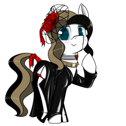 Size: 4800x4800 | Tagged: safe, artist:dacaoo, imported from derpibooru, oc, oc only, oc:chocolate fudge, pony, blushing, choker, clothes, collar, commission, dress, garter belt, heart, latex, latex dress, latex stockings, socks, solo, spiked collar, stockings, tail wrap, thigh highs