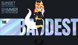 Size: 1920x1125 | Tagged: safe, artist:lightningq1, edit, edited screencap, editor:applejackfan204, imported from derpibooru, screencap, sunset shimmer, fox, fox pony, hybrid, original species, pony, equestria girls, ahri, k/da, kitsune, kitsune pony, league of legends, looking at you, solo, tail, whisker markings