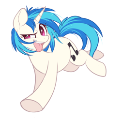 Size: 690x690 | Tagged: safe, alternate version, artist:higgly-chan, imported from derpibooru, dj pon-3, vinyl scratch, pony, unicorn, female, mare, open mouth, simple background, solo, tongue out, underhoof, white background