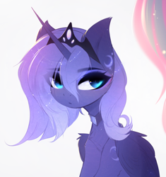 Size: 2906x3093 | Tagged: safe, artist:magnaluna, imported from derpibooru, princess luna, alicorn, pony, crown, cute, female, filly, jewelry, looking at you, lunabetes, regalia, solo focus, woona, younger