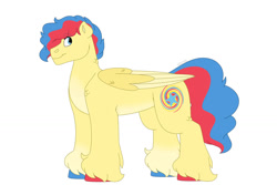 Size: 1280x854 | Tagged: safe, artist:itstechtock, imported from derpibooru, oc, oc only, oc:super scoop, pegasus, pony, female, mare, offspring, parent:high winds, parent:sunny delivery, simple background, solo, white background