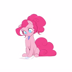 Size: 3000x3000 | Tagged: safe, artist:captainpudgemuffin, imported from derpibooru, pinkie pie, drawing, mouth hold, paper, simple background, solo, white background