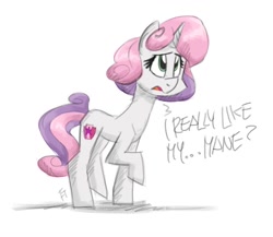 Size: 1200x1040 | Tagged: safe, artist:flutterthrash, sweetie belle, pony, unicorn, my little pony: pony life, confused, female, filly, solo
