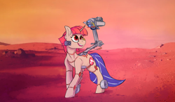 Size: 4110x2412 | Tagged: safe, alternate version, artist:halley-valentine, artist:hobbes-maxwell, imported from derpibooru, oc, oc only, pony, robot, robot pony, unicorn, mars, mars rover, perseverance, ponified, solo, textless version