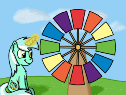 Size: 400x300 | Tagged: source needed, safe, artist:hoofclid, imported from derpibooru, lyra heartstrings, pony, unicorn, animated, fan, magic, solo
