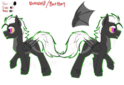Size: 2360x1630 | Tagged: safe, artist:dicemarensfw, imported from derpibooru, oc, bat pony, hengstwolf, pony, were-pony, werewolf, adoptable, bat pony oc, bat wings, cute, fangs, handsome, male, ref, reference sheet, sharp teeth, stallion, teeth, wings