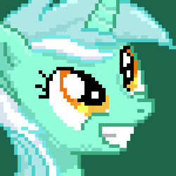 Size: 400x400 | Tagged: dead source, safe, artist:lightspeeed, imported from derpibooru, part of a set, lyra heartstrings, pony, unicorn, bust, green background, grin, happy, pixel art, portrait, simple background, smiling, solo