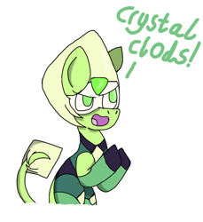 Size: 654x714 | Tagged: safe, artist:lunadash, imported from derpibooru, pony, big ears, female, gem (race), limb enhancers, peridot (steven universe), ponified, solo, steven universe