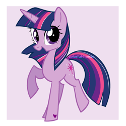 Size: 1736x1736 | Tagged: safe, artist:syrupyyy, artist:watchoutoprah, imported from derpibooru, twilight sparkle, pony, unicorn, cute, female, mare, open mouth, raised hoof, solo, twiabetes, unicorn twilight