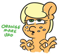 Size: 876x778 | Tagged: safe, artist:threetwotwo32232, imported from derpibooru, applejack, earth pony, pony, female, hand, mare, suddenly hands, trump