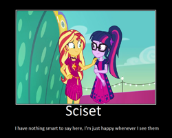 Size: 1075x860 | Tagged: safe, artist:thejboy88, edit, edited screencap, editor:applejackfan204, imported from derpibooru, screencap, sci-twi, sunset shimmer, twilight sparkle, equestria girls, equestria girls series, spring breakdown, spoiler:eqg series (season 2), female, lesbian, motivational poster, scitwishimmer, shipping, sunsetsparkle