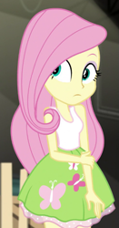 Size: 327x624 | Tagged: safe, imported from derpibooru, screencap, fluttershy, equestria girls, movie magic, spoiler:eqg specials, cropped, cute, shyabetes, sleeveless, solo