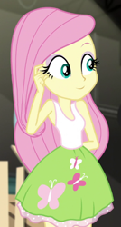 Size: 328x614 | Tagged: safe, imported from derpibooru, screencap, fluttershy, equestria girls, movie magic, spoiler:eqg specials, cropped, cute, shyabetes, sleeveless, solo