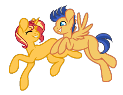 Size: 566x436 | Tagged: safe, artist:lis19jsjs, imported from derpibooru, flash sentry, sunset shimmer, pony, unicorn, female, flashimmer, male, shipping, straight