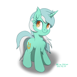 Size: 1600x1600 | Tagged: safe, artist:livehotsun, imported from derpibooru, lyra heartstrings, pony, unicorn, chest fluff, cute, female, looking at you, lyrabetes, mare, simple background, smiling, solo, white background